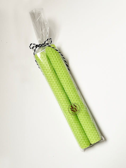 Hand-rolled Beeswax Taper Set of 2 Key Lime