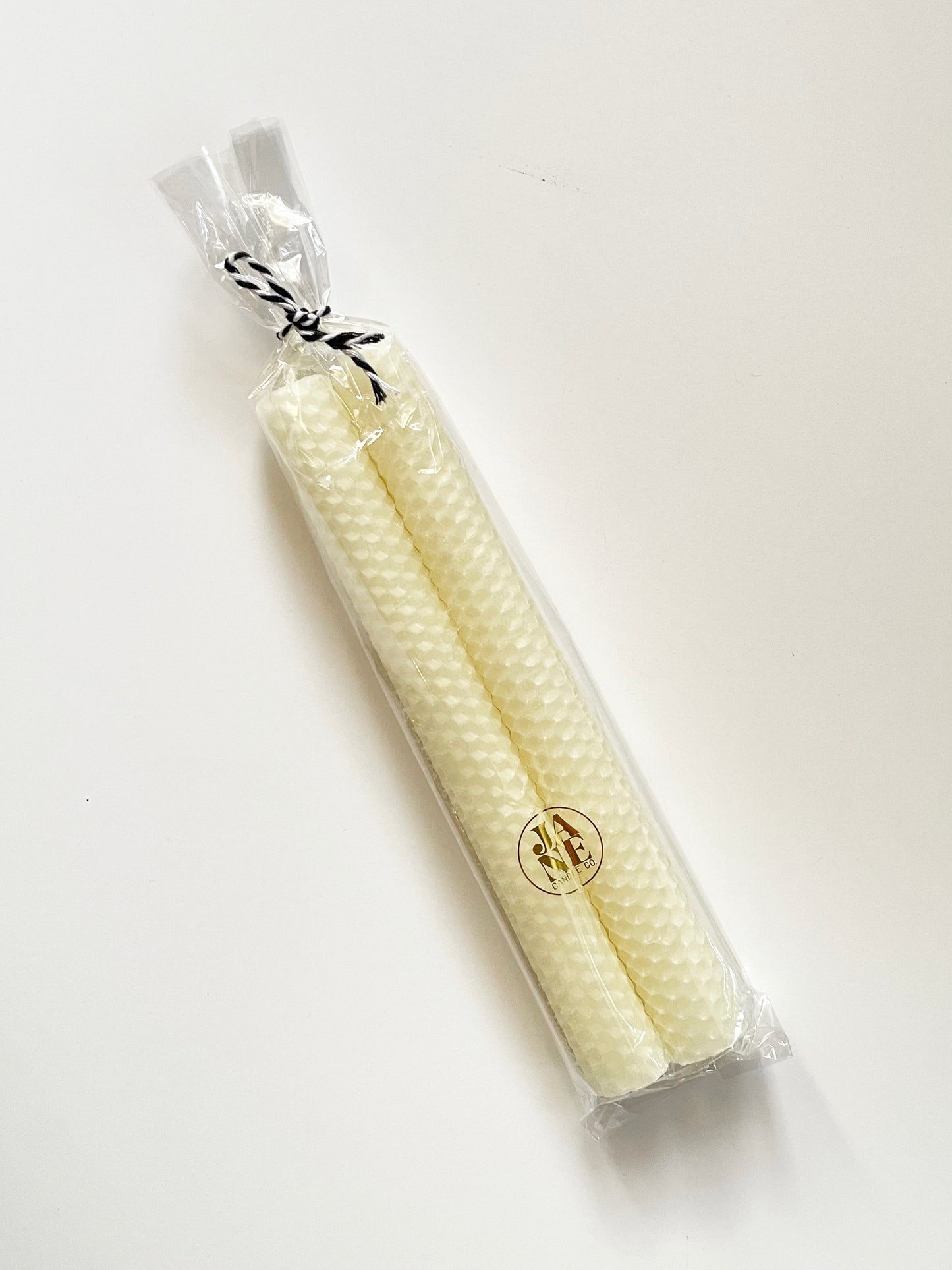Hand-rolled Beeswax Taper Set of 2 Creme