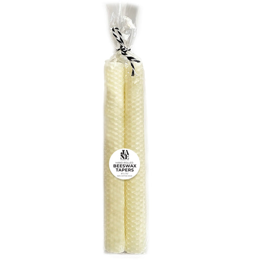 beeswax taper set of 2 creme