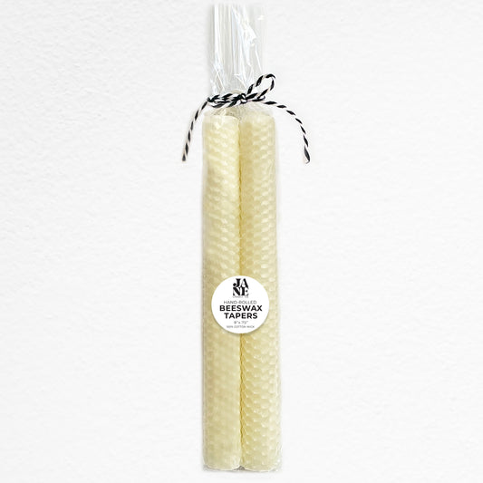 beeswax taper set of 2 creme