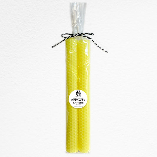 beeswax taper set of 2 lemon yellow