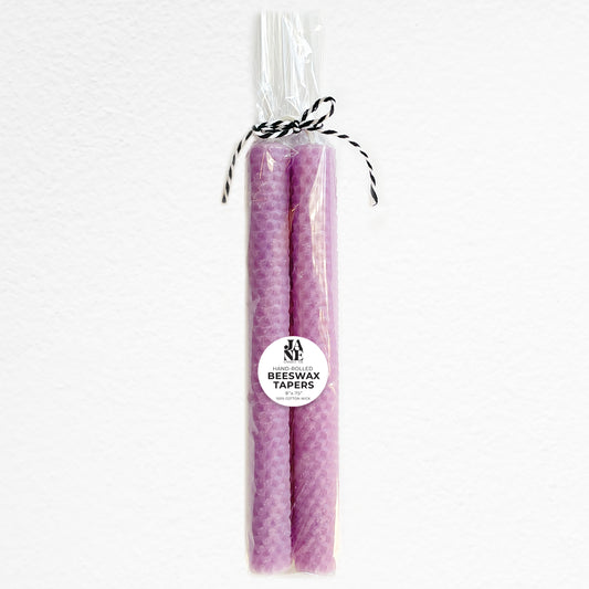 beeswax taper set of 2 lilac