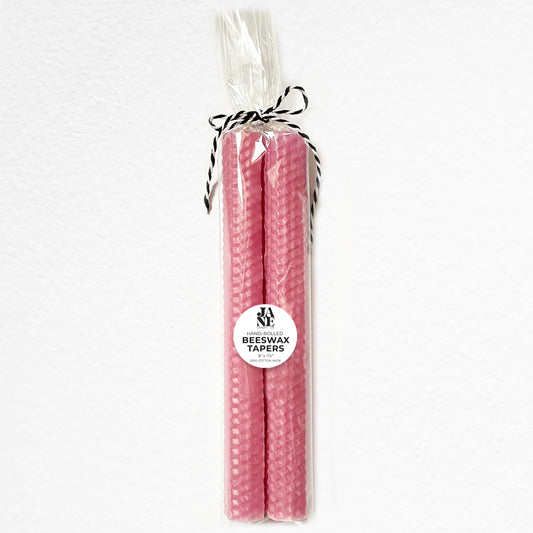 beeswax taper set of 2 rosey pink